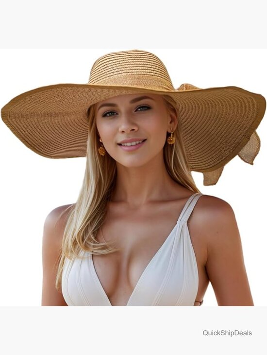 Floppy Big Wide Brim Foldable Straw Sun Hat Travel Beach UV Protection main image 5
